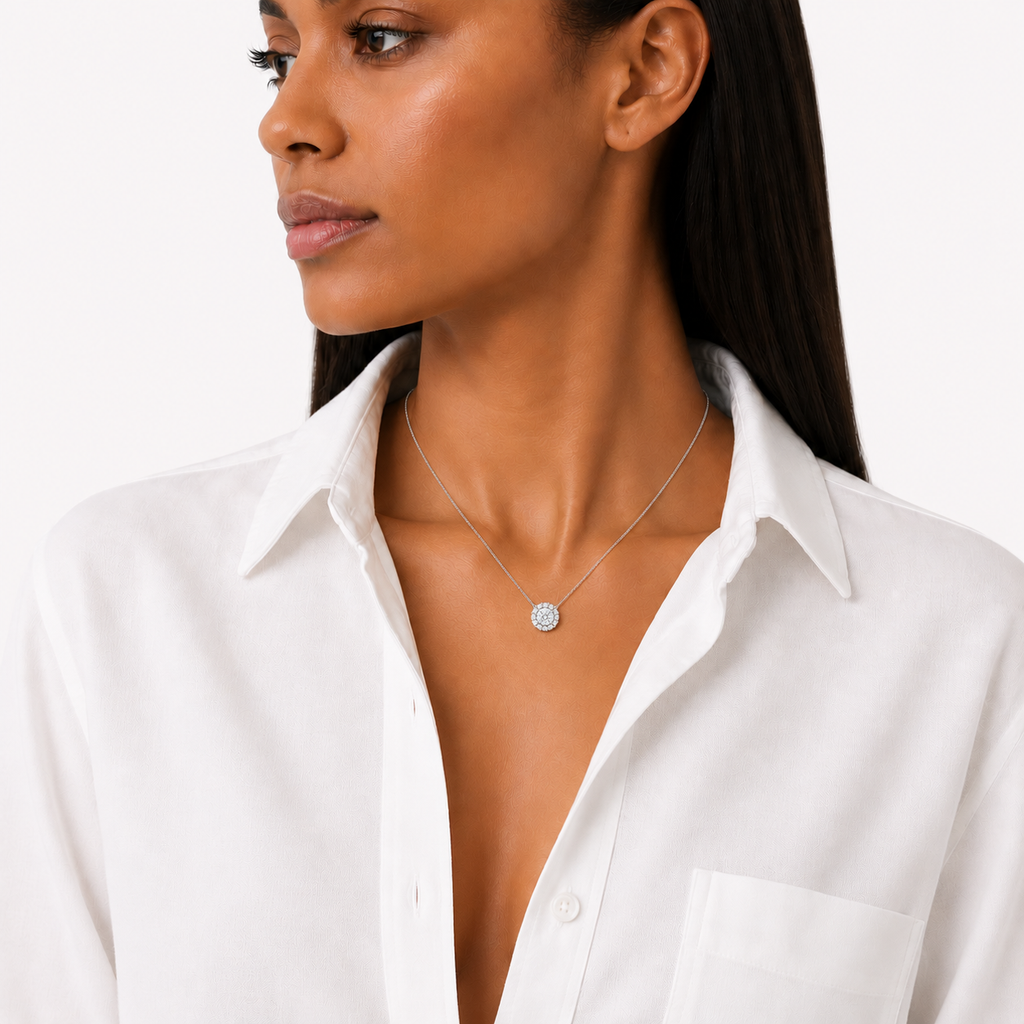 1ct Halo Necklace