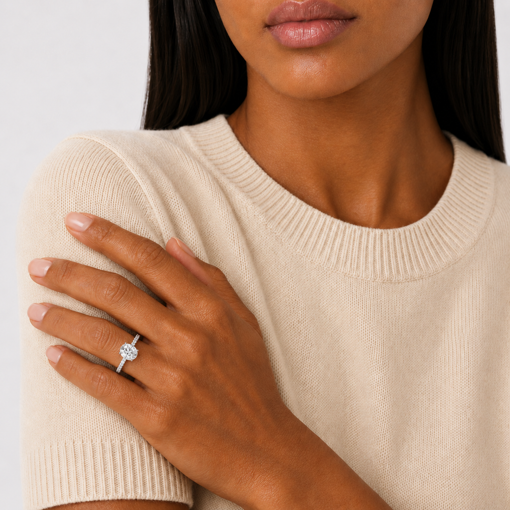 2ct Oval Side Stone Ring