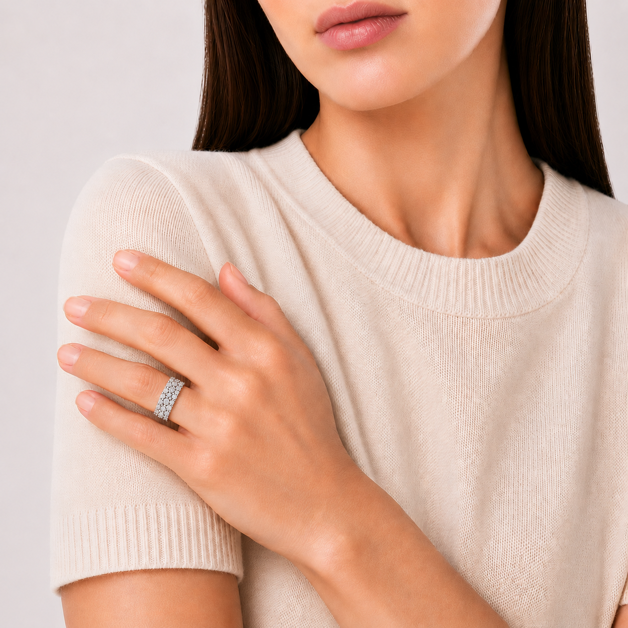 Triple Row Bezel Band Ring