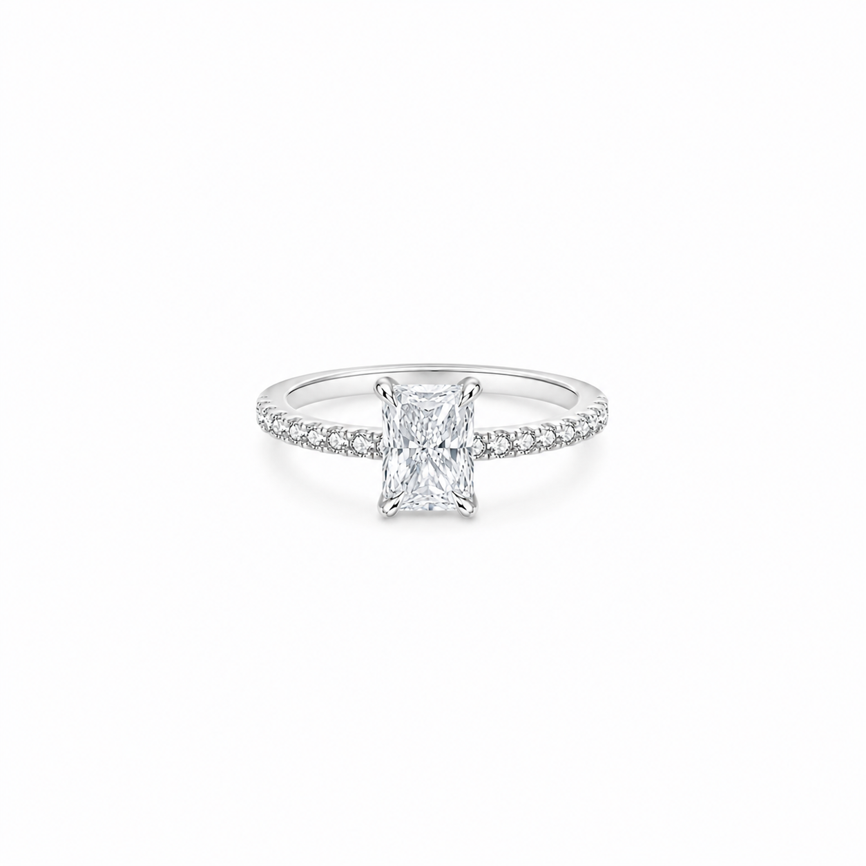 1ct Radiant Cut Side Stone Ring
