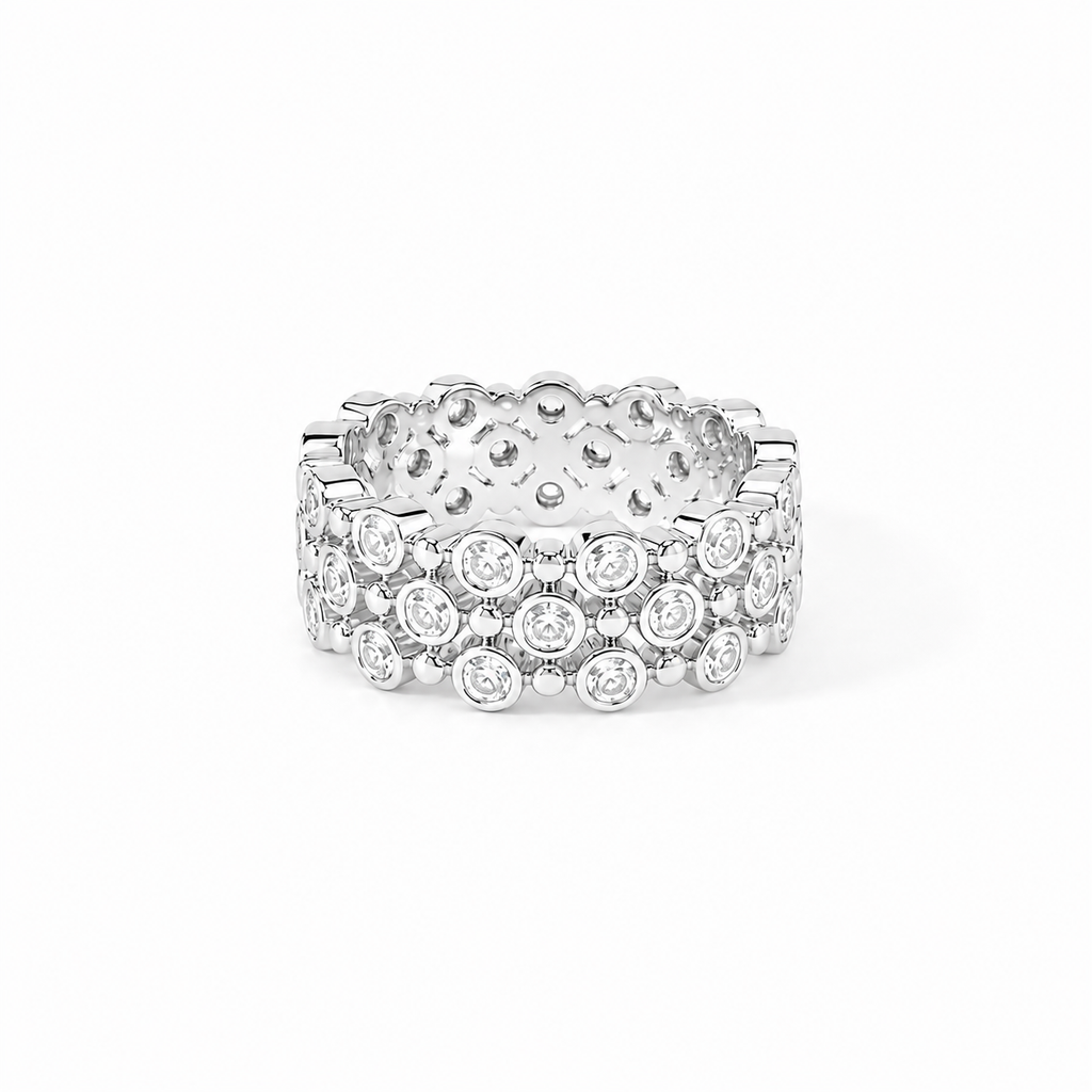 Triple Row Bezel Band Ring