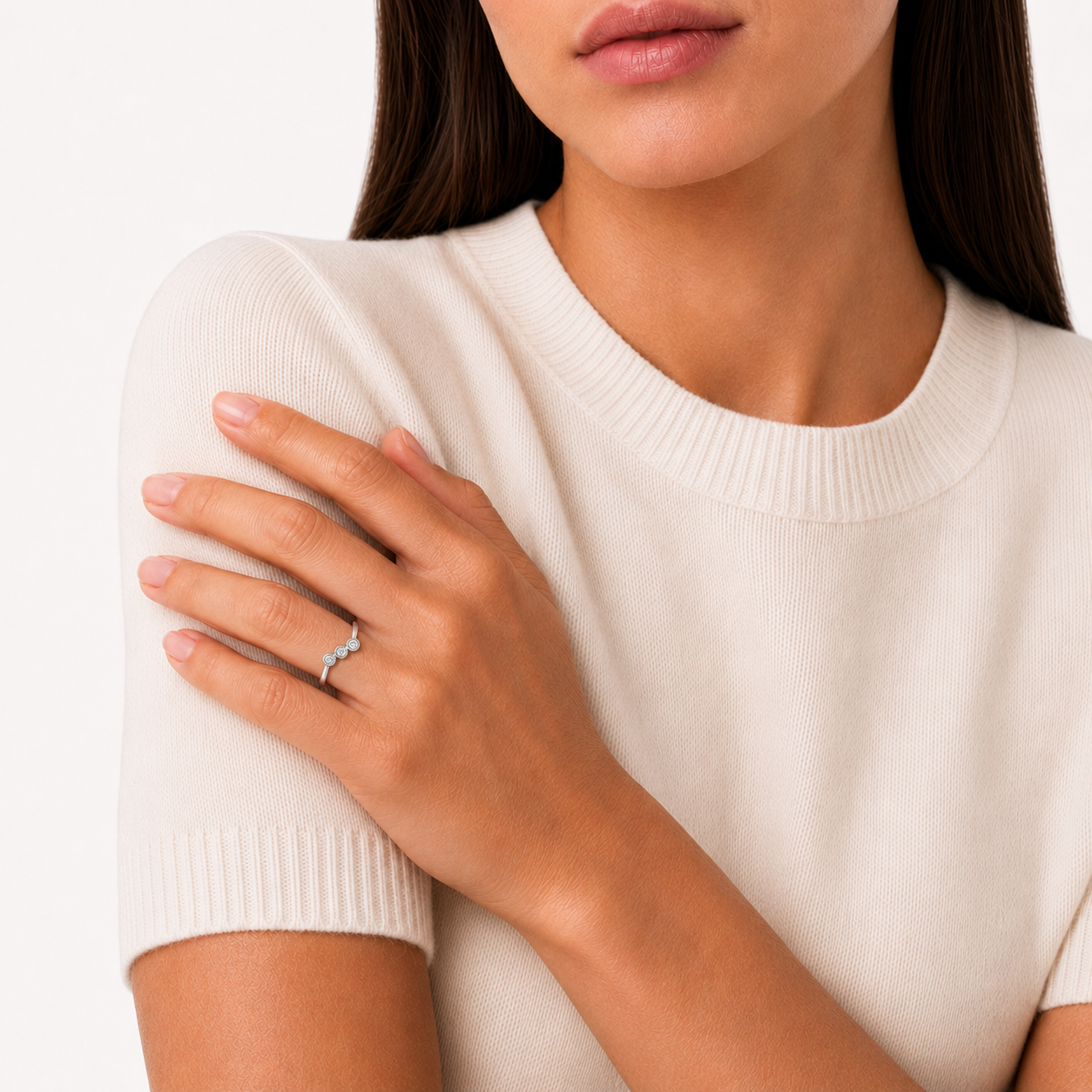Trio Bezel Set Stacking Ring
