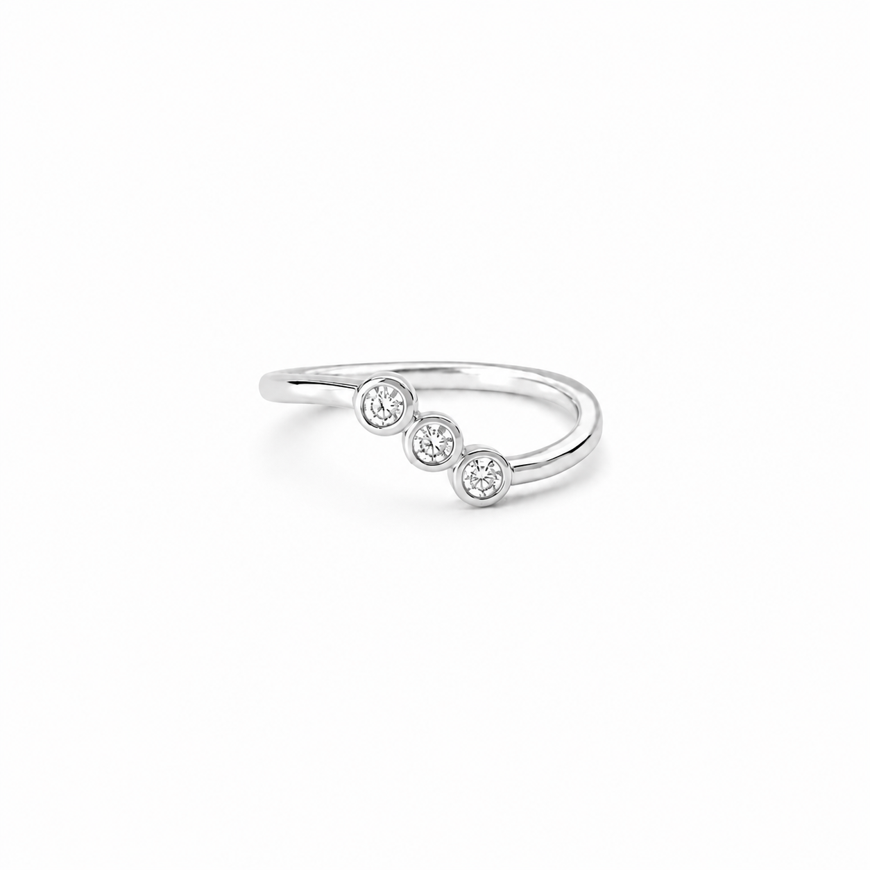 Trio Bezel Set Stacking Ring