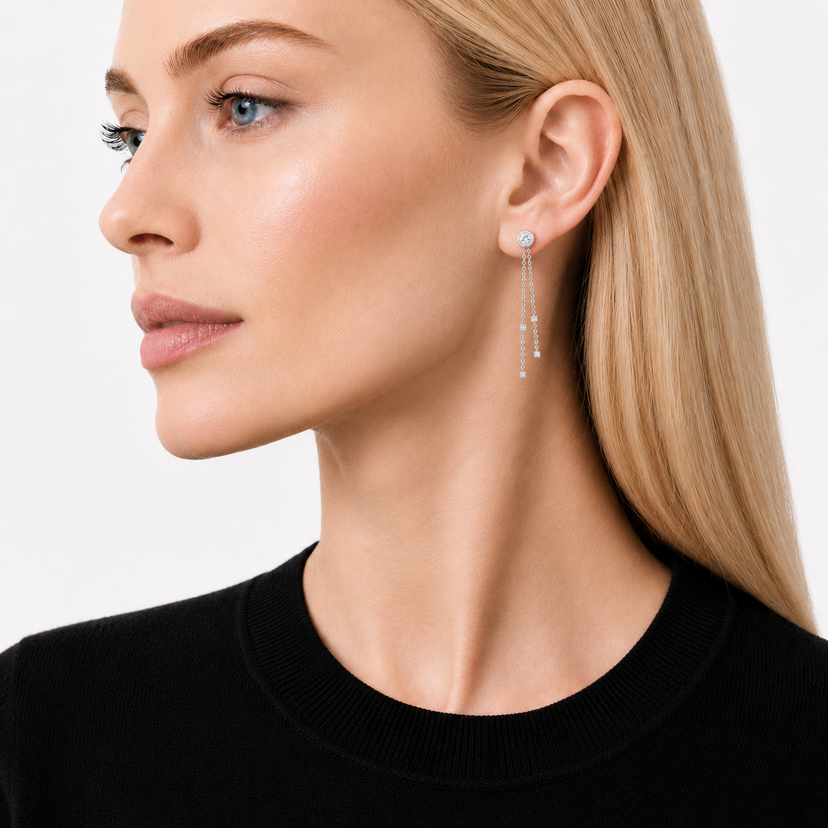 Bezel Drop Earrings