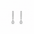 Bezel Drop Huggie Earrings