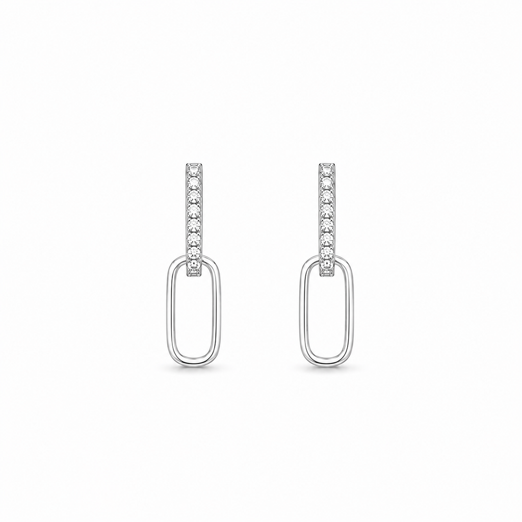 Pavé Link Hoop Earrings