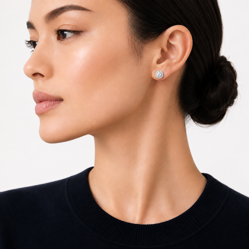1ct Halo Stud Earrings