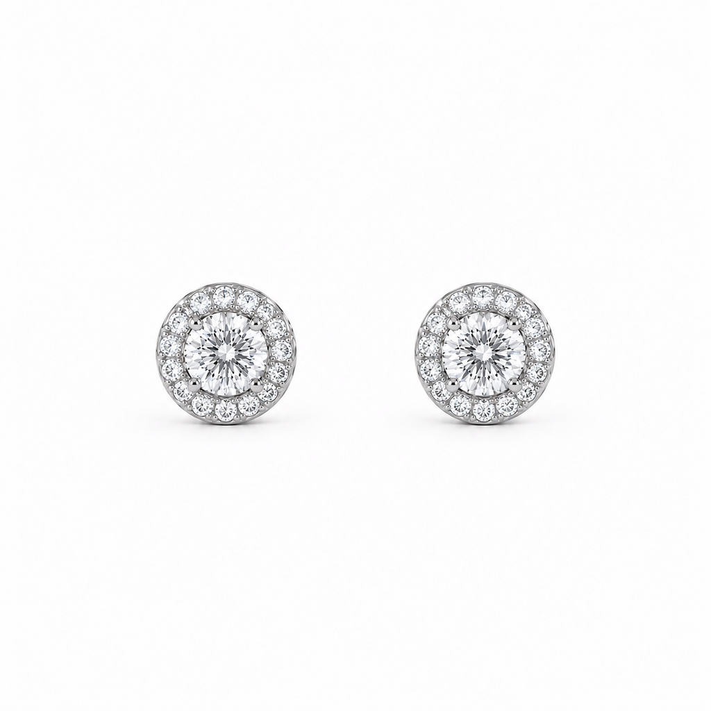 1ct Halo Stud Earrings