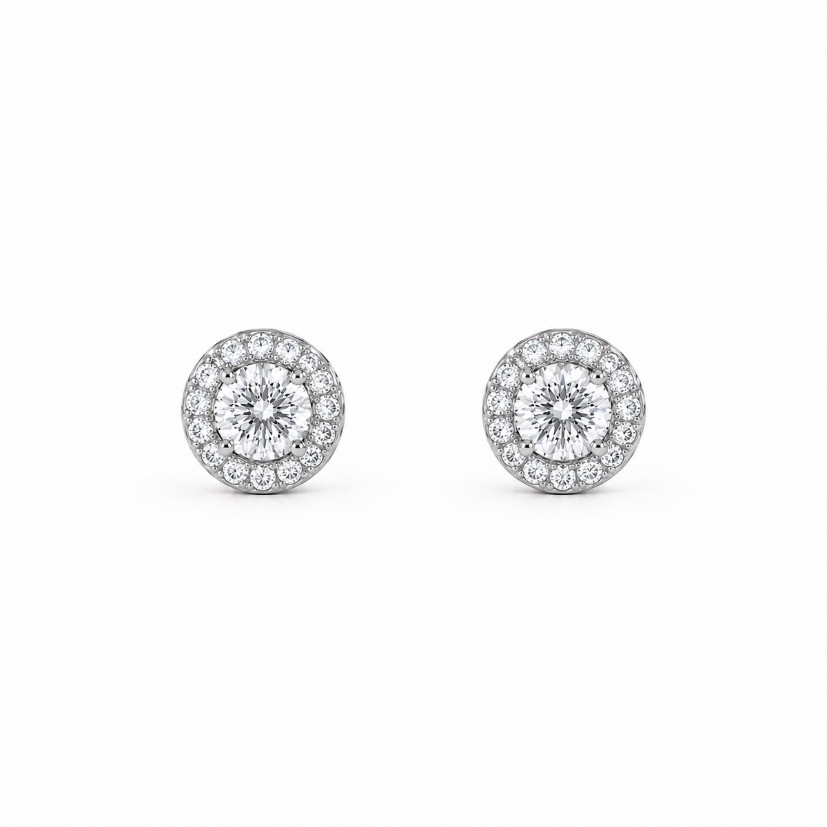 1ct Halo Stud Earrings