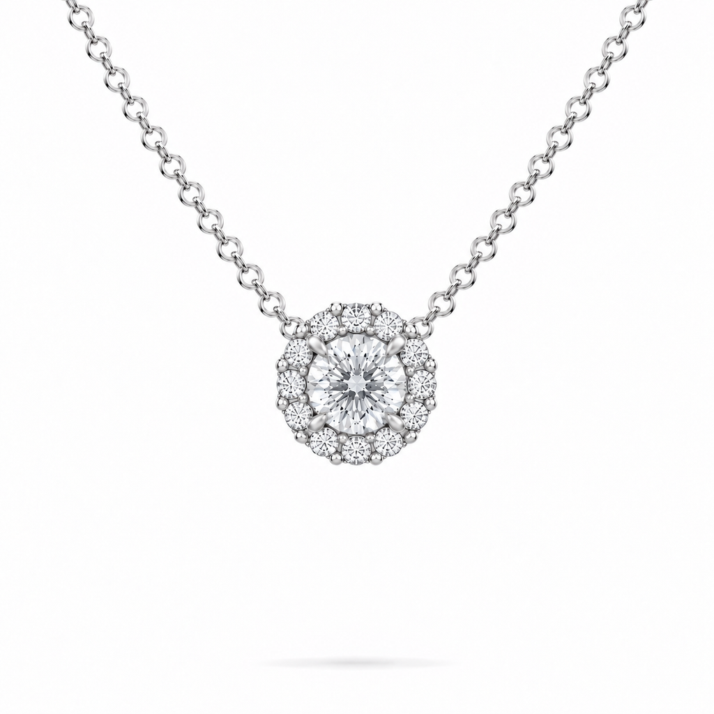 1ct Halo Necklace