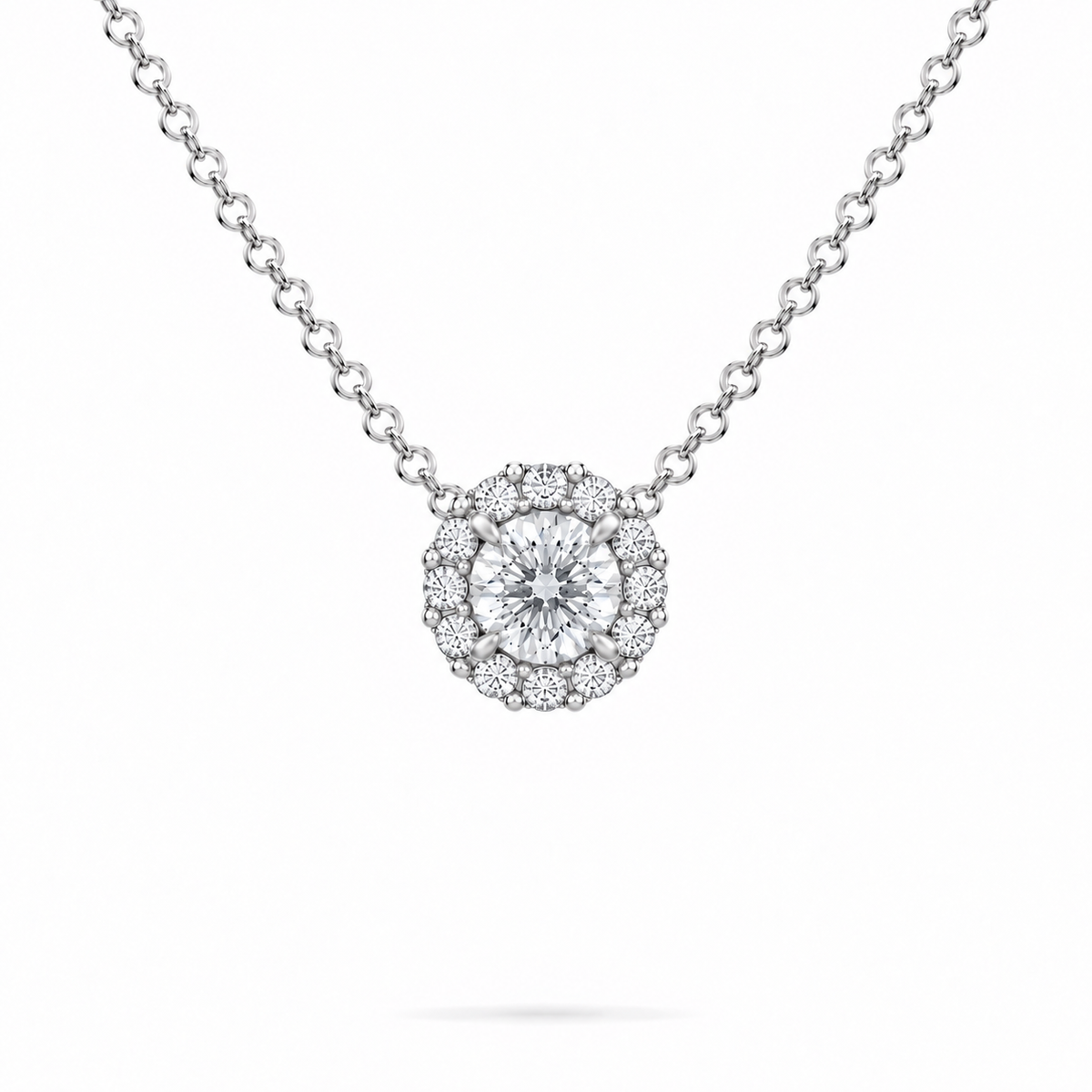 1ct Halo Necklace