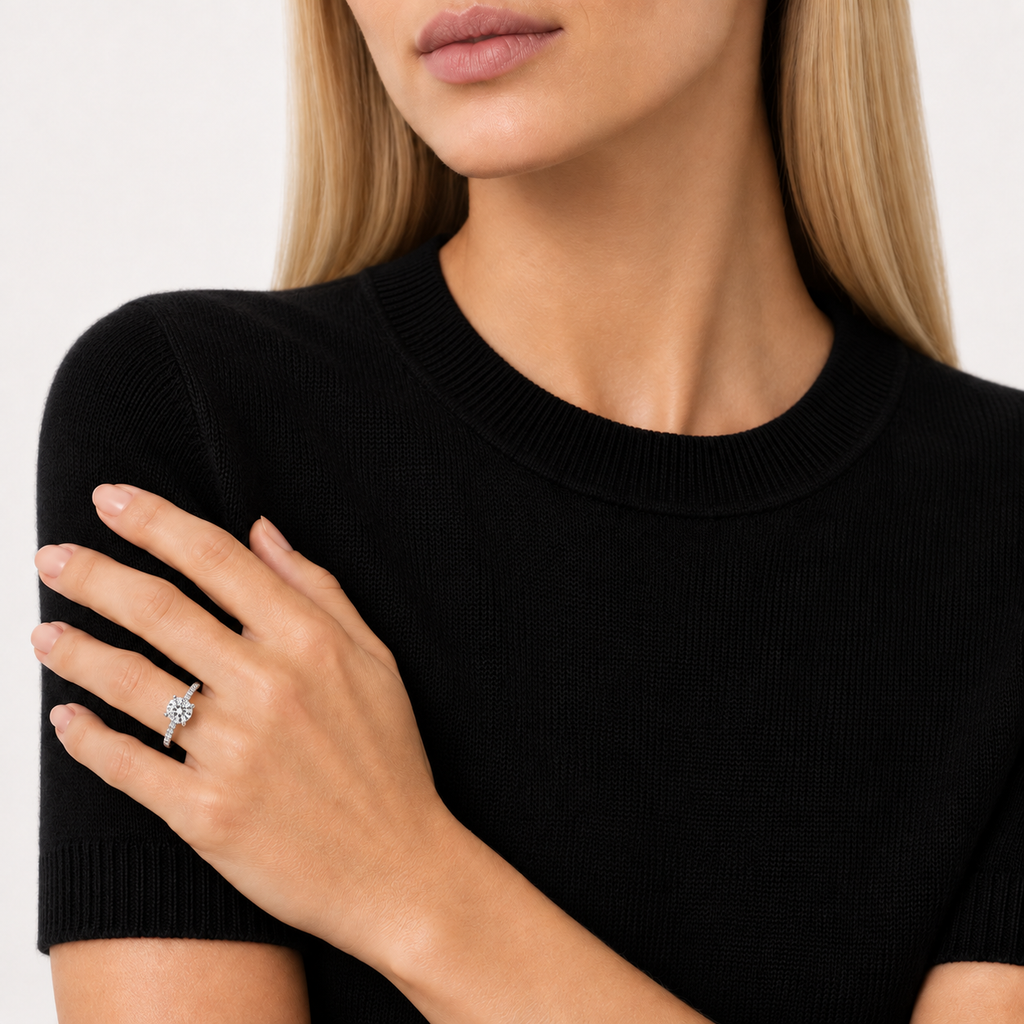 1ct Solitaire Side Stone Ring