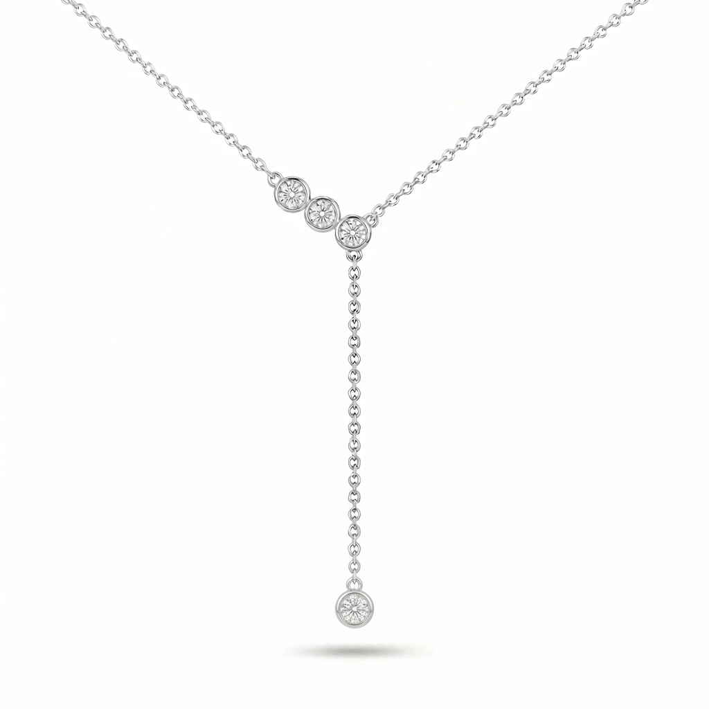 Trio Bezel Drop Necklace