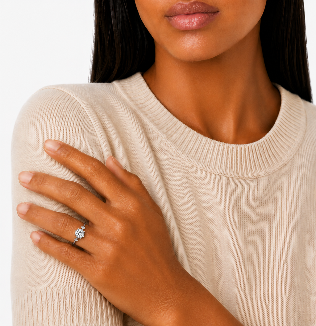 1ct Side Stone Solitaire Ring