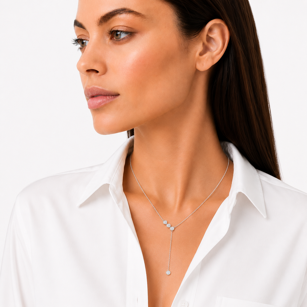 Trio Bezel Drop Necklace